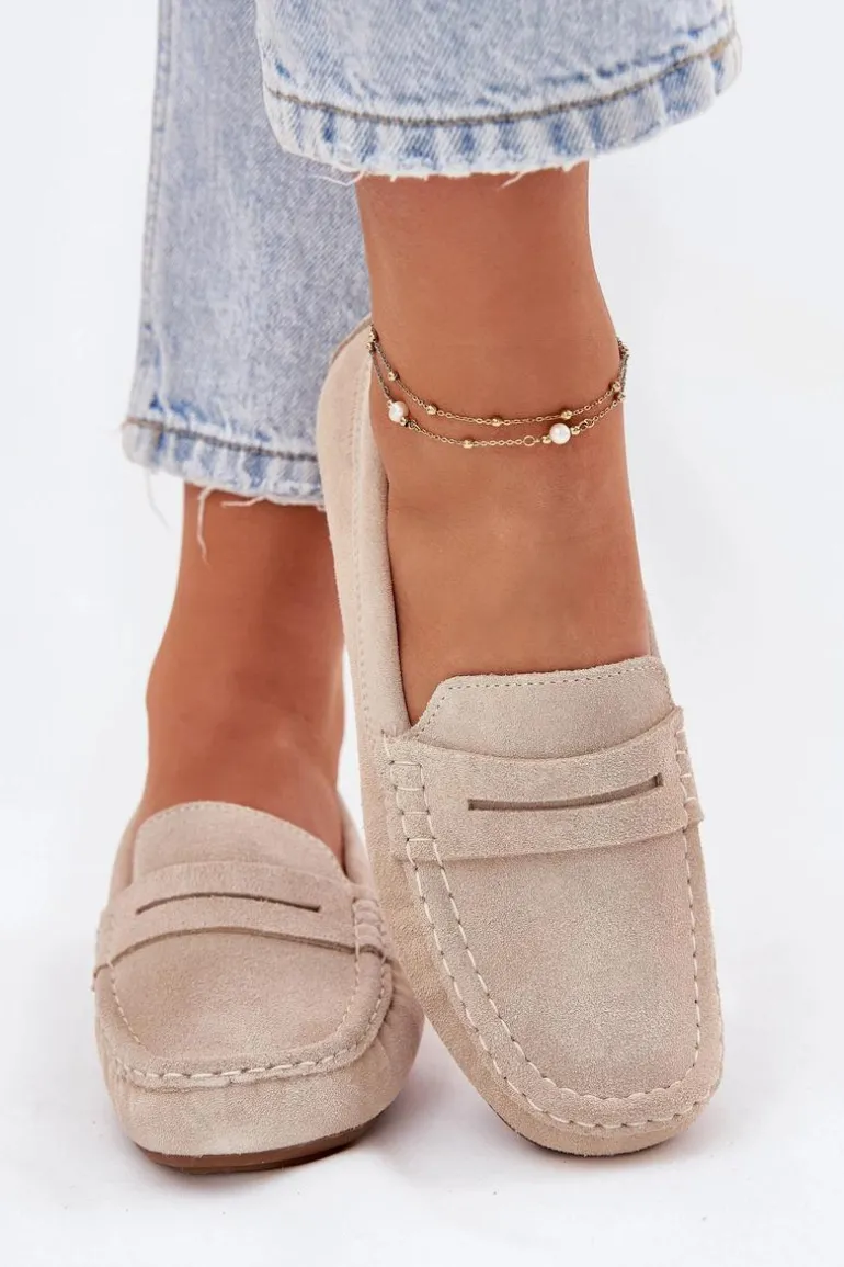 Zamszowe Mokasyny Damskie Big Star RR274947 Beżowe