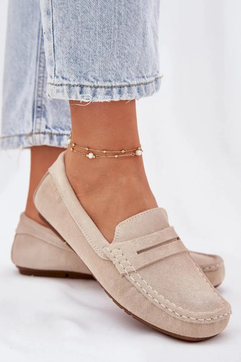 Zamszowe Mokasyny Damskie Big Star RR274947 Beżowe