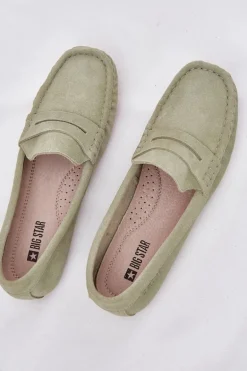 Zamszowe Mokasyny Damskie Big Star RR274945 Zielone