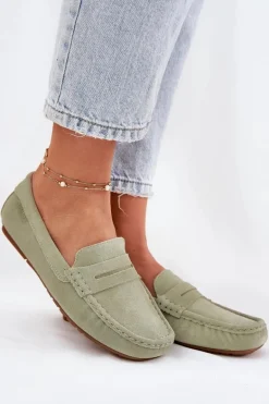Zamszowe Mokasyny Damskie Big Star RR274945 Zielone