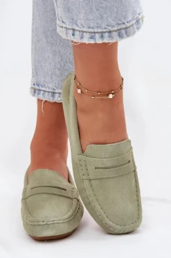 Zamszowe Mokasyny Damskie Big Star RR274945 Zielone