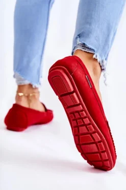 Zamszowe Mokasyny Damskie Czerwone Millare