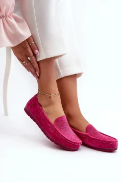 Zamszowe Mokasyny Damskie Fuksja S.Barski LR755