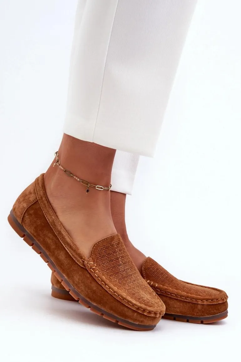 Zamszowe Mokasyny Damskie Camel S.Barski LR755