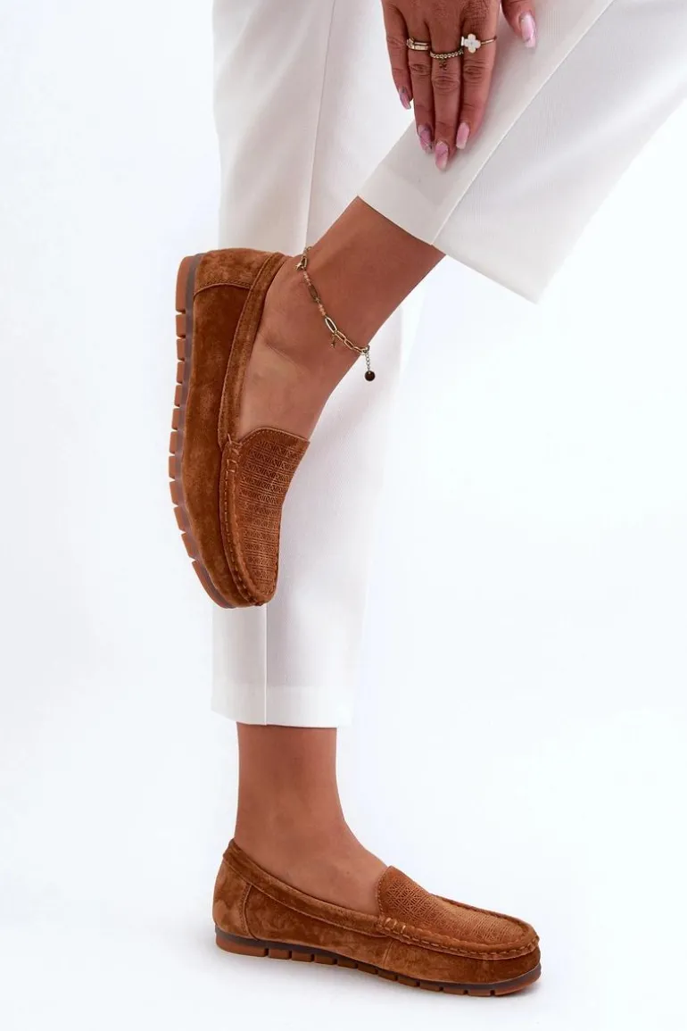 Zamszowe Mokasyny Damskie Camel S.Barski LR755