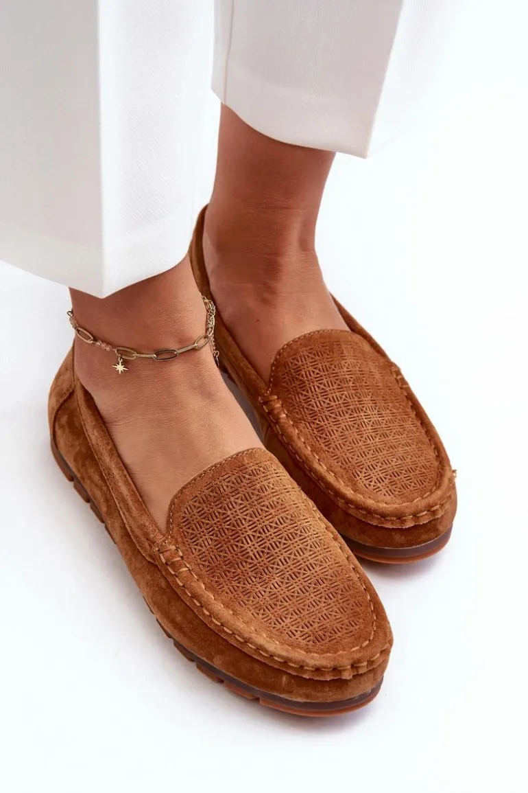 Zamszowe Mokasyny Damskie Camel S.Barski LR755