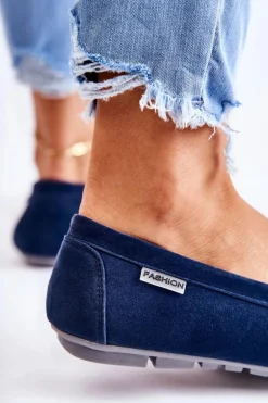Zamszowe Mokasyny Damskie Granatowe Millare