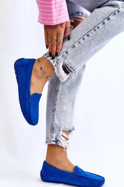 Zamszowe Mokasyny Damskie Niebieskie Morreno