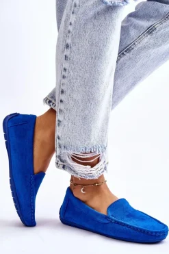 Zamszowe Mokasyny Damskie Niebieskie Morreno