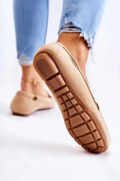 Zamszowe Mokasyny Damskie Beżowe Millare