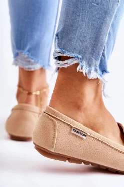 Zamszowe Mokasyny Damskie Beżowe Millare