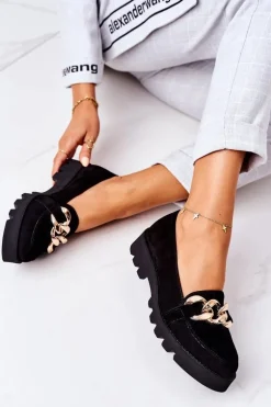 Zamszowe Mokasyny Lewski Shoes 3040 Czarne