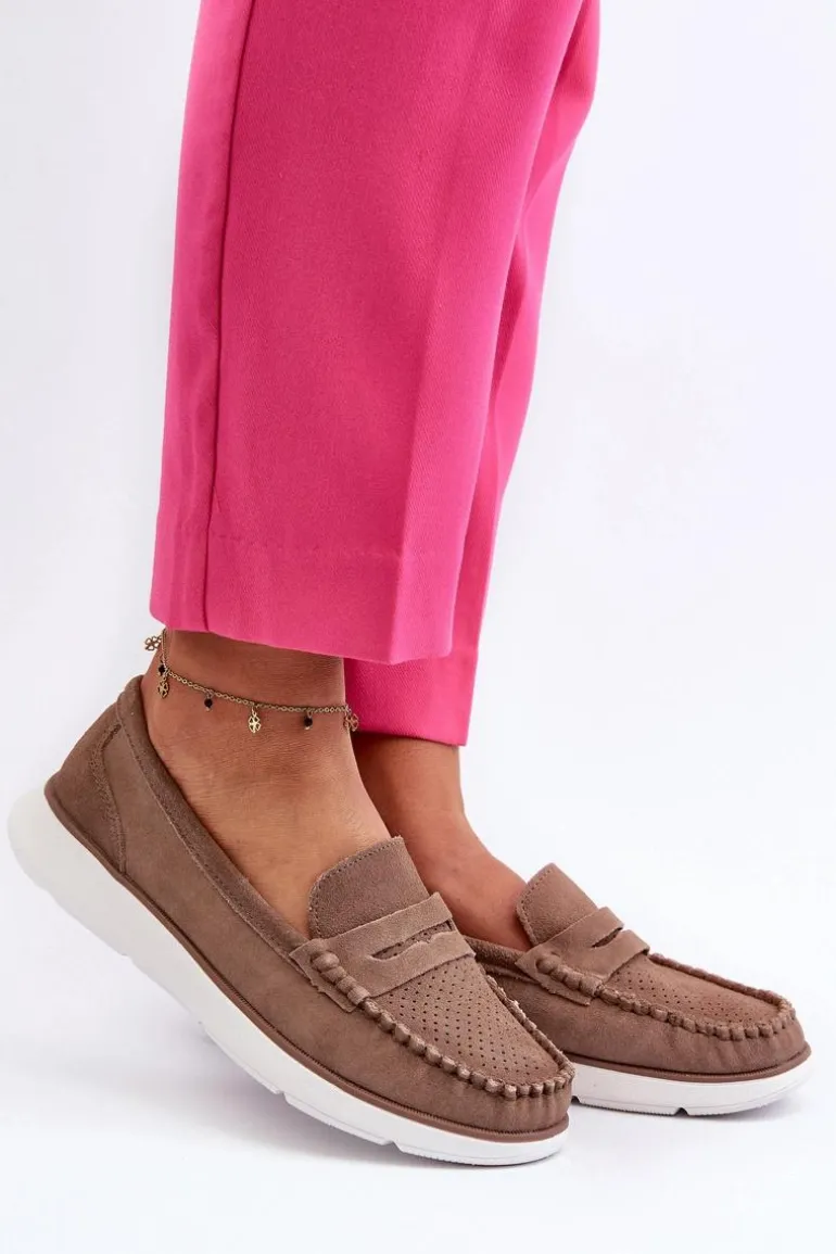 Zamszowe Mokasyny Na Platformie Sergio Leone SP012 Brązowe