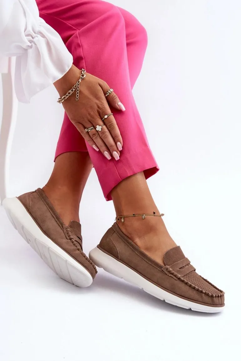 Zamszowe Mokasyny Na Platformie Sergio Leone SP012 Brązowe