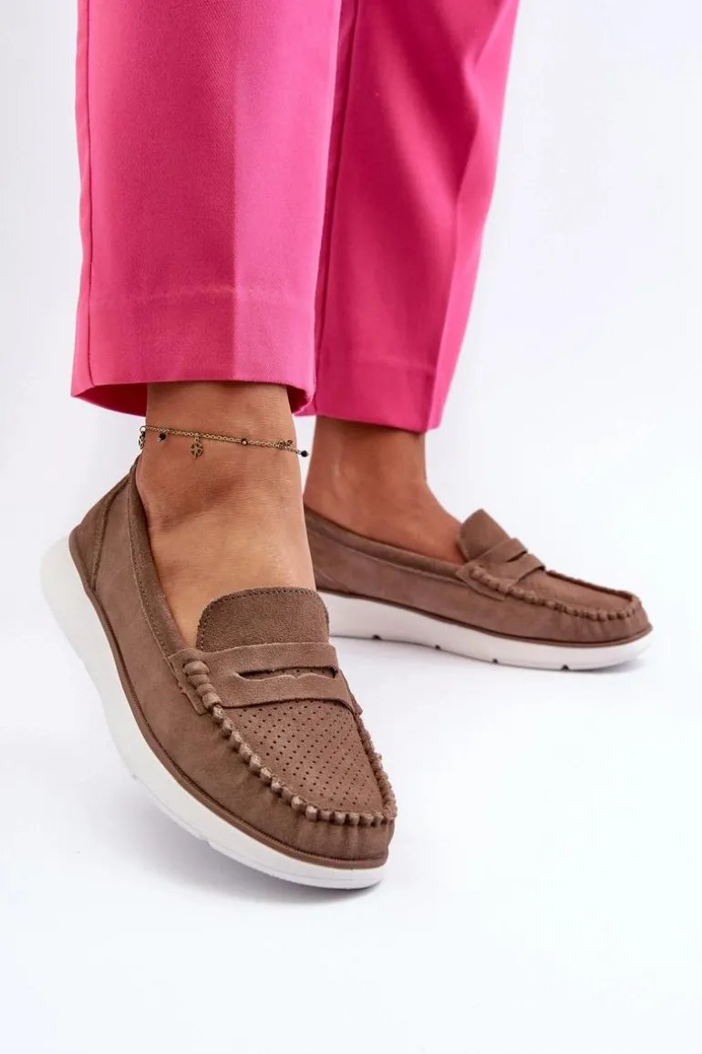 Zamszowe Mokasyny Na Platformie Sergio Leone SP012 Brązowe