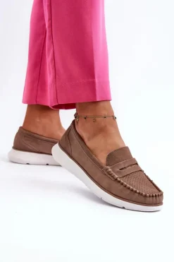 Zamszowe Mokasyny Na Platformie Sergio Leone SP012 Brązowe