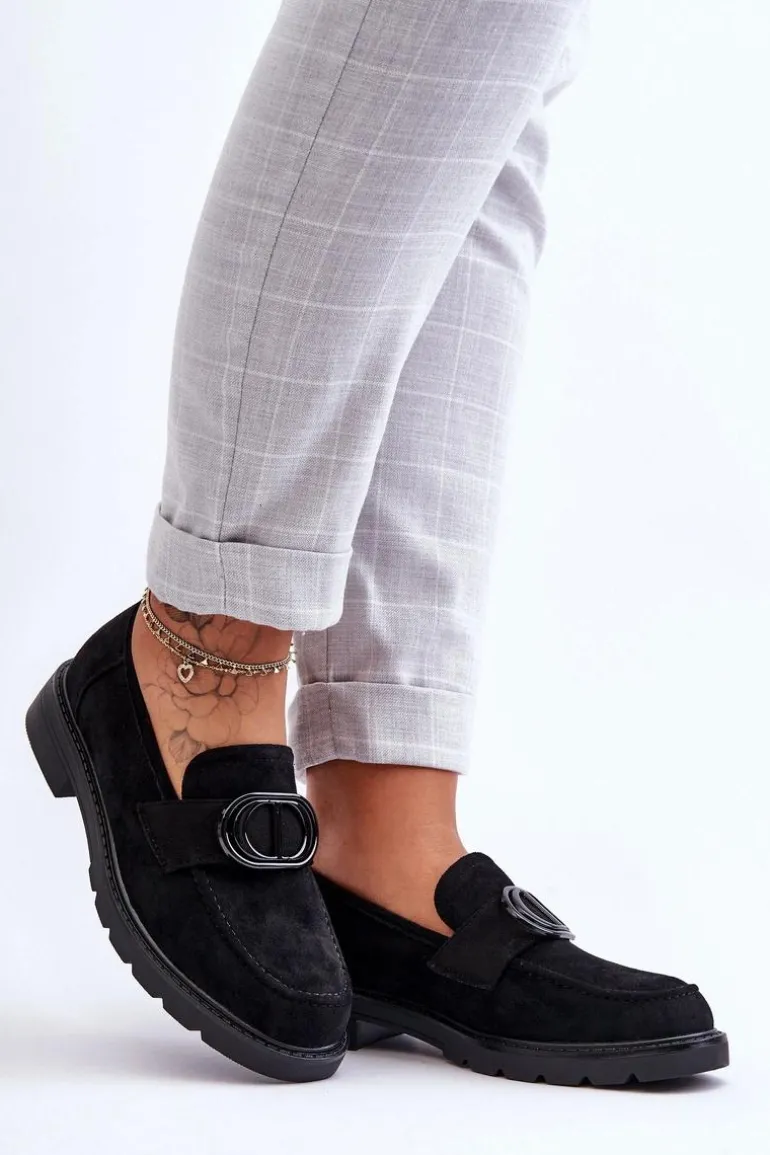 Zamszowe Mokasyny Na Platformie Czarne Jarren