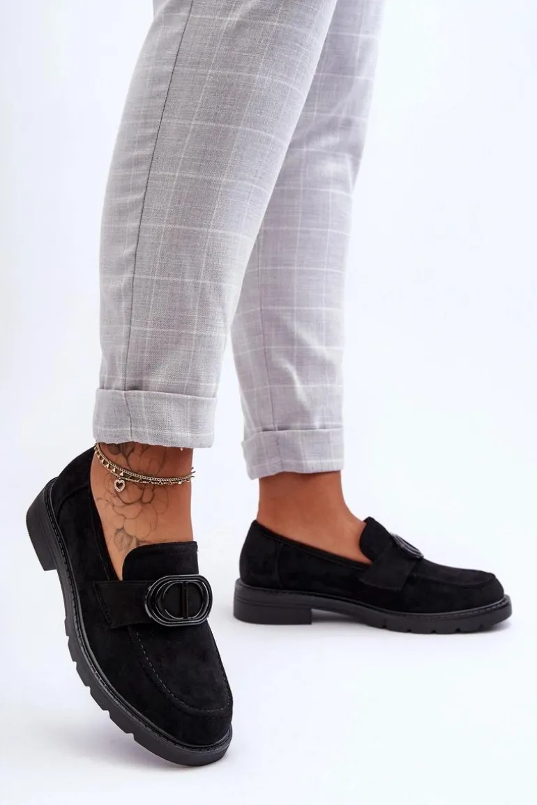 Zamszowe Mokasyny Na Platformie Czarne Jarren