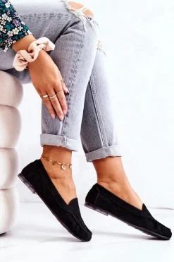 Zamszowe Mokasyny Sergio Leone MK722 Czarne