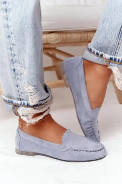 Zamszowe Mokasyny Sergio Leone MK722 Niebieskie