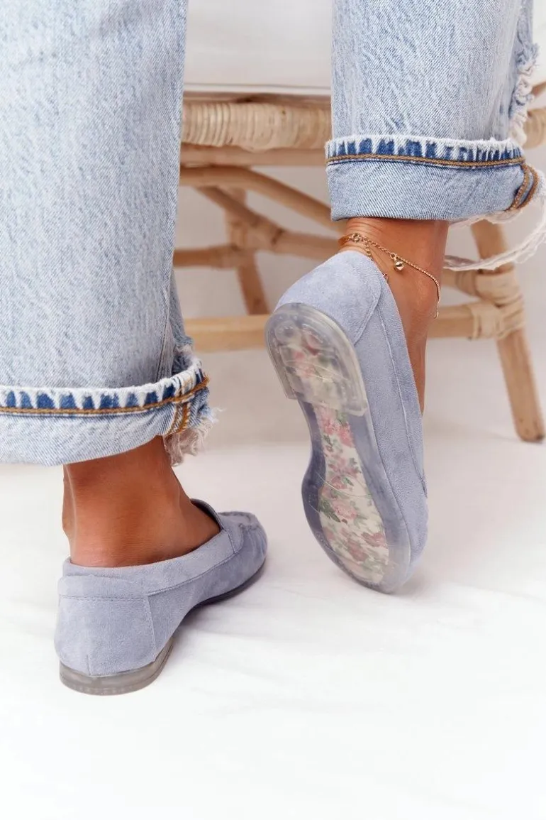 Zamszowe Mokasyny Sergio Leone MK722 Niebieskie