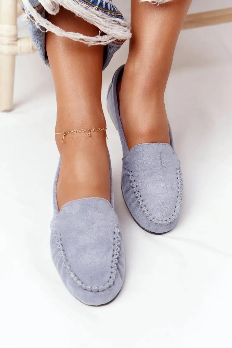 Zamszowe Mokasyny Sergio Leone MK722 Niebieskie