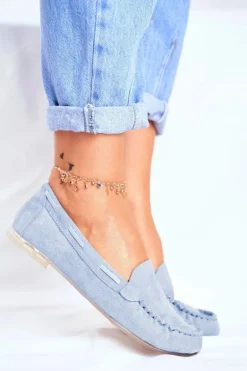 Zamszowe Mokasyny Sergio Leone MK722 Niebieskie