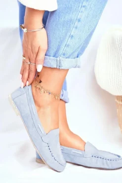 Zamszowe Mokasyny Sergio Leone MK722 Niebieskie