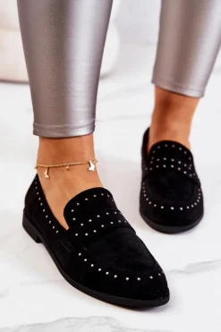 Zamszowe Mokasyny Z Dżetami La.Fi 210016B-SU Czarne