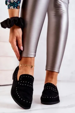 Zamszowe Mokasyny Z Dżetami La.Fi 210016B-SU Czarne