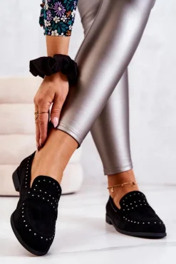 Zamszowe Mokasyny Z Dżetami La.Fi 210016B-SU Czarne