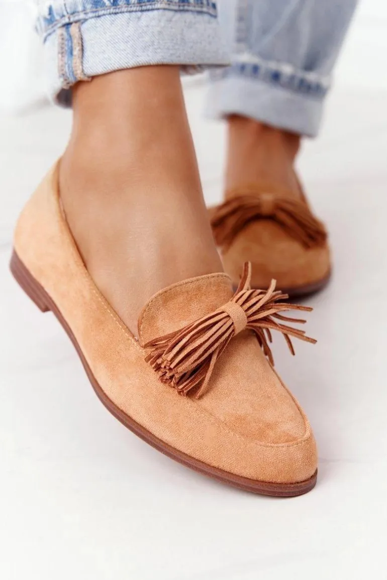 Zamszowe Mokasyny Z Frędzlami Camel Alicante