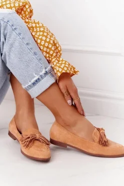 Zamszowe Mokasyny Z Frędzlami Camel Alicante