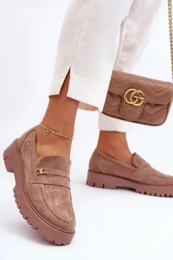 Zamszowe Mokasyny Z Ozdobą Brązowe Esperta