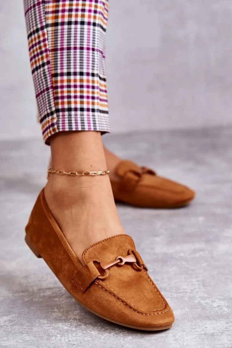 Zamszowe Mokasyny Z Ozdobą Camel Santi