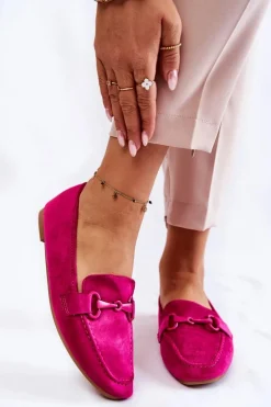 Zamszowe Mokasyny Z Ozdobą Fuksja Santi