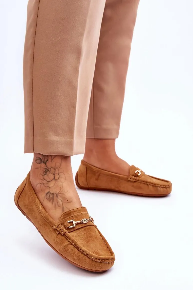 Zamszowe Mokasyny Z Ozdobą Brązowe Eleina