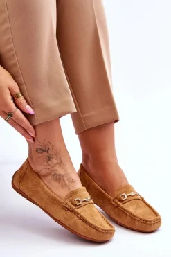 Zamszowe Mokasyny Z Ozdobą Brązowe Eleina