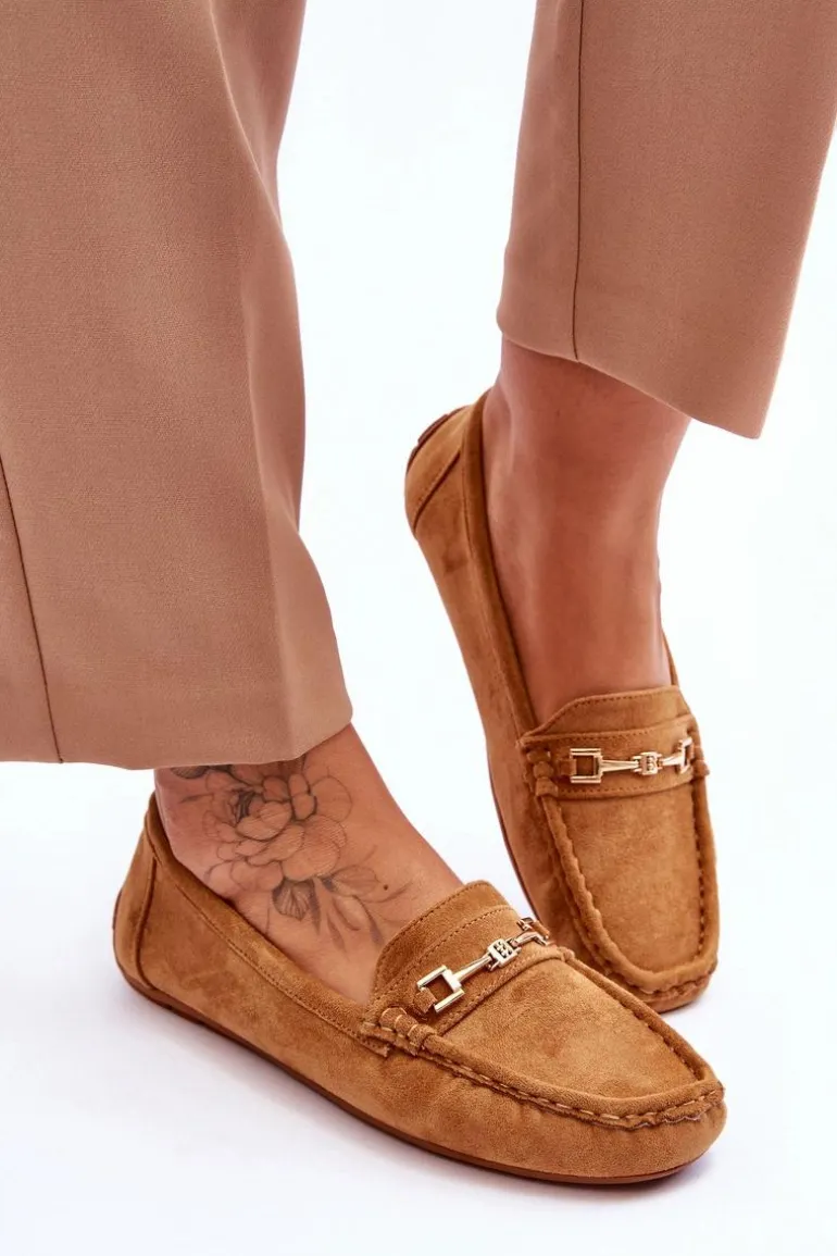 Zamszowe Mokasyny Z Ozdobą Brązowe Eleina