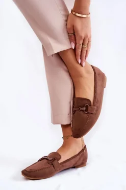 Zamszowe Mokasyny Z Ozdobą Brązowe Santi