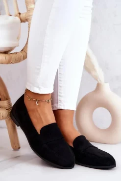 Zamszowe Mokasyny Z Paskiem Czarne Jayden