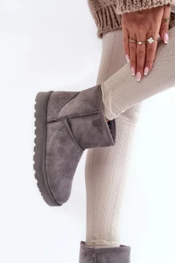 Zamszowe Śniegowce Damskie Ocieplane Szare Nanga