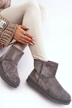 Zamszowe Śniegowce Damskie Ocieplane Szare Nanga