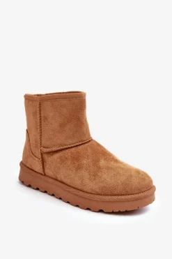 Zamszowe Śniegowce Damskie Ocieplane Camel Nanga