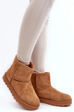 Zamszowe Śniegowce Damskie Ocieplane Camel Nanga