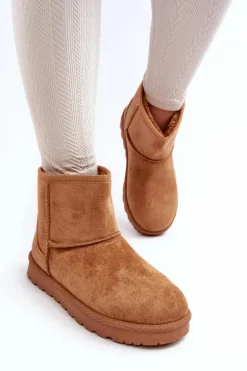 Zamszowe Śniegowce Damskie Ocieplane Camel Nanga