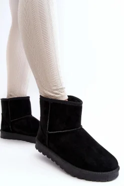 Zamszowe Śniegowce Damskie Ocieplane Czarne Nanga