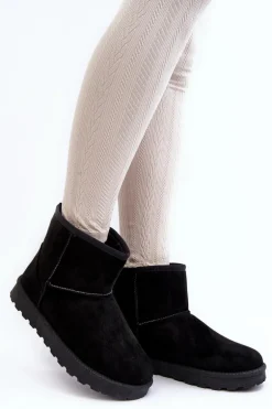 Zamszowe Śniegowce Damskie Ocieplane Czarne Nanga