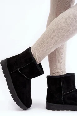 Zamszowe Śniegowce Damskie Ocieplane Czarne Nanga