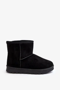 Zamszowe Śniegowce Damskie Ocieplane Czarne Nanga